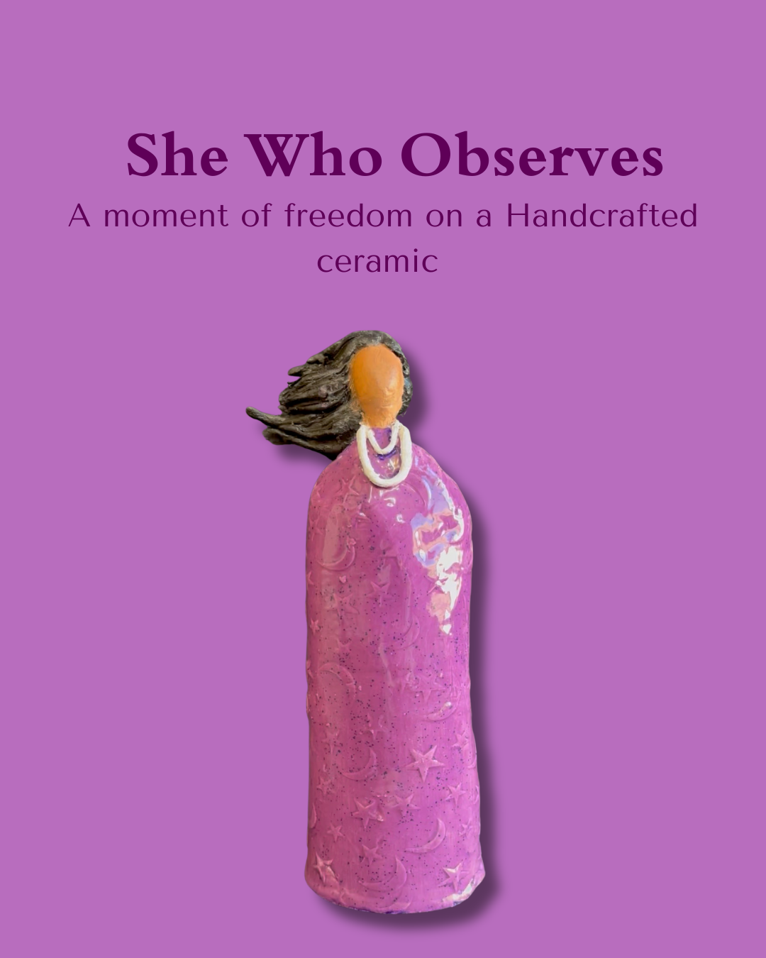 She Who Observes (flowing hair  8"x3"x2")