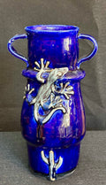 Cobalt blue vase with gecko