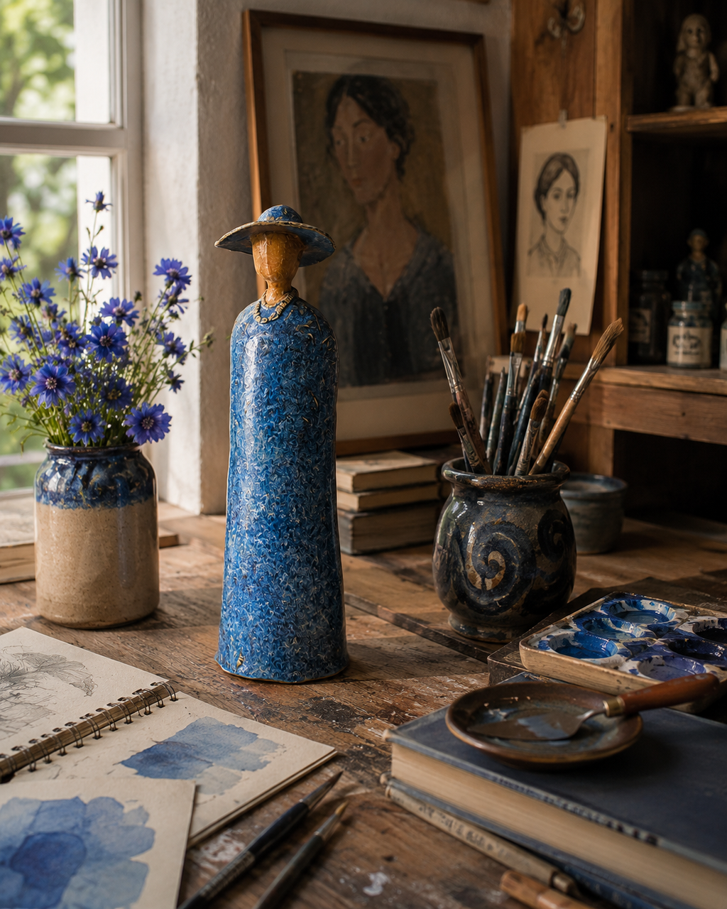 She Who Dreams in Blue 9"x3"x2"