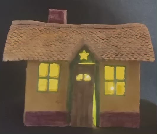 Ceramic Cottage 9"wide, 8" tall, 6" deep